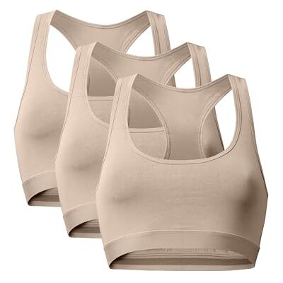 DANISH ENDURANCE Damesbralettes van biologisch katoen, comfortabel, zacht, zonder beugel, 1 of 3 stuks, Beige M DANISH ENDURANCE Damesbralettes van biologisch katoen, comfortabel, zacht, zonder beugel, 1 of 3 stuks, Beige M