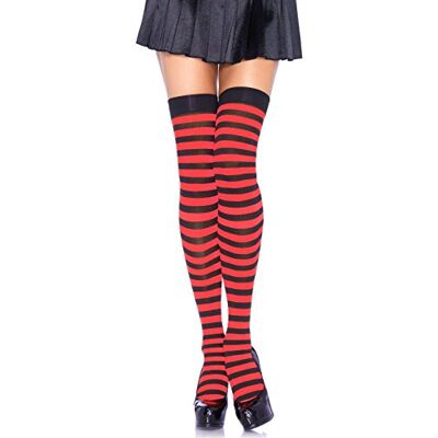 Leg Avenue Gestreept nylon bovenstuk, eenheidsmaat (zwart rood) Leg Avenue Gestreept nylon bovenstuk, eenheidsmaat (zwart rood)