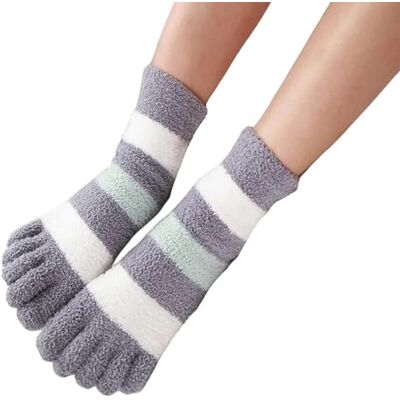 MdybF Set van 3 paar dikke sokken met vijf vingers voor dames Warm Koraal fleece Zachte en comfortabele gestreepte teensokken Vloerschoenen voor meisjes en vrouwen 2 MdybF Set van 3 paar dikke sokken met vijf vingers voor dames Warm Koraal fleece Zachte en comfortabele gestreepte teensokken Vloerschoenen voor meisjes en vrouwen 2