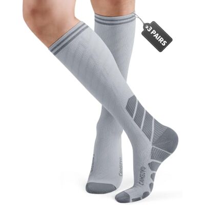 CAMBIVO Compressiekousen voor dames en heren, 3 paar, compressiekousen 20-30 mmHg, hoge sokken voor bloedcirculatie, hardlopen, vliegreizen, sport, hardlopen, verpleegster S-M CAMBIVO Compressiekousen voor dames en heren, 3 paar, compressiekousen 20-30 mmHg, hoge sokken voor bloedcirculatie, hardlopen, vliegreizen, sport, hardlopen, verpleegster S-M