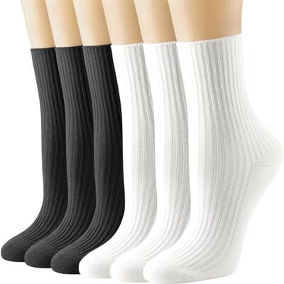 DRESHOW 6 paar damessokken met ruches van katoen, gebreid, casual enkelsokken, sla, gebreid, ademend, 6 paar, 6 paar Crew Socks Set 55-03 Taille unique DRESHOW 6 paar damessokken met ruches van katoen, gebreid, casual enkelsokken, sla, gebreid, ademend, 6 paar, 6 paar Crew Socks Set 55-03 Taille unique