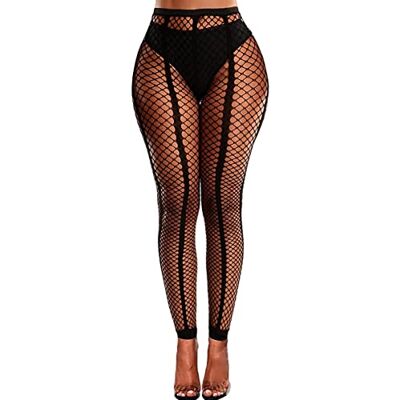 DRESHOW Sexy elastische panty's voor dames met hoge taille, visnetkousen, dijbeenhoge kousen, 4 paar Eén maat DRESHOW Sexy elastische panty's voor dames met hoge taille, visnetkousen, dijbeenhoge kousen, 4 paar Eén maat