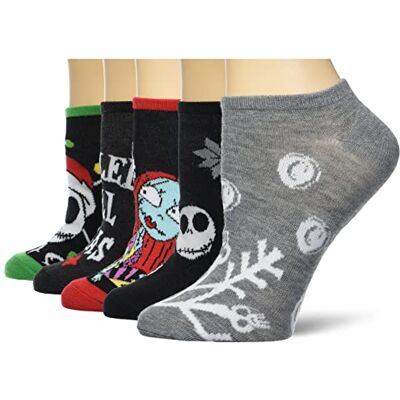 Disney Nightmare Before Christmas No Show Sokken, 5 stuks casual sokken voor dames, Holiday Red 42-44.5 EU Disney Nightmare Before Christmas No Show Sokken, 5 stuks casual sokken voor dames, Holiday Red 42-44.5 EU