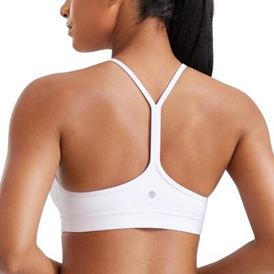 CRZ YOGA lage impact gewatteerde sportbeha voor dames, Y racer rug, spaghettibandjes, yoga, beha, tops, Wit., XS XS CRZ YOGA lage impact gewatteerde sportbeha voor dames, Y racer rug, spaghettibandjes, yoga, beha, tops, Wit., XS XS