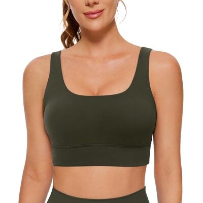 CRZ YOGA Butterluxe sportbeha, U-rug, Groene Olijf M CRZ YOGA Butterluxe sportbeha, U-rug, Groene Olijf M