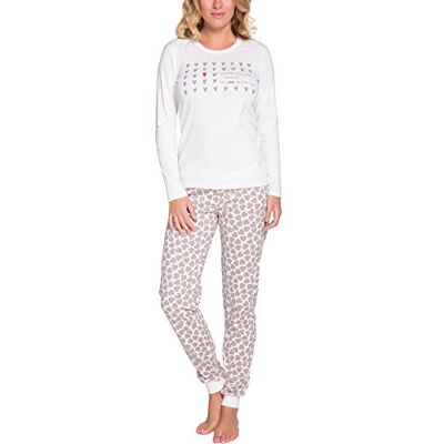 Italian Fashion IF Italian Fashion Pyjama voor dames, katoen, pyjamaset voor dames, pyj' winter, warm, nachtkleding, 2-delig, top met lange mouwen en hartjesmotief, S-XXL, ecru/cacao, M M Italian Fashion IF Italian Fashion Pyjama voor dames, katoen, pyjamaset voor dames, pyj' winter, warm, nachtkleding, 2-delig, top met lange mouwen en hartjesmotief, S-XXL, ecru/cacao, M M