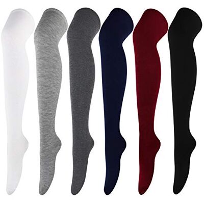 DRESHOW 6 paar kniekousen, dijbeenhoge sokken, casual, voor meisjes en vrouwen One Size DRESHOW 6 paar kniekousen, dijbeenhoge sokken, casual, voor meisjes en vrouwen One Size