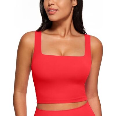 CRZ YOGA Butterluxe beha met vierkante hals, Diep Rood 42 CRZ YOGA Butterluxe beha met vierkante hals, Diep Rood 42