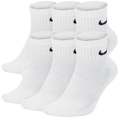Nike One Quater 6 paar korte sokken voor dames en heren, wit/zwart gemêleerd (wit/grijs/zwart), maat 34, 36, 38, 40, 42, 44, 46, 48, 50, kleur: wit 42-46 Nike One Quater 6 paar korte sokken voor dames en heren, wit/zwart gemêleerd (wit/grijs/zwart), maat 34, 36, 38, 40, 42, 44, 46, 48, 50, kleur: wit 42-46