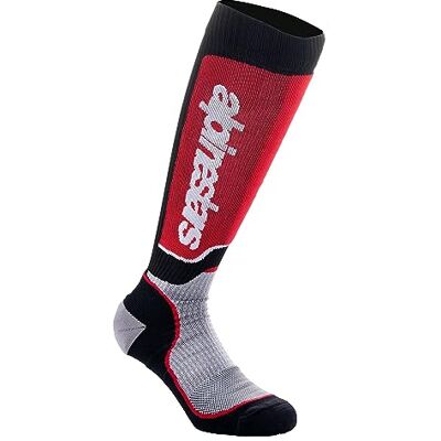 Alpinestars Mx Plus technische sokken MX uniseks (1 stuk), Zwart, grijs, rood, L L Alpinestars Mx Plus technische sokken MX uniseks (1 stuk), Zwart, grijs, rood, L L