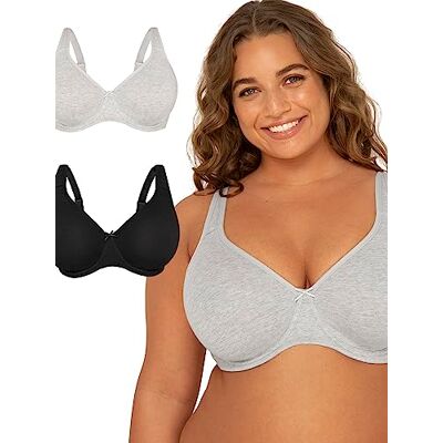 Fruit of the Loom Reggiseno Senza Ferretto Sfoderato In Morbido Cotone Beyond Taglie Forti damesbeha met volledige bedekking (2 stuks), Zand/Zwarte Tint, 110F 110F Fruit of the Loom Reggiseno Senza Ferretto Sfoderato In Morbido Cotone Beyond Taglie Forti damesbeha met volledige bedekking (2 stuks), Zand/Zwarte Tint, 110F 110F