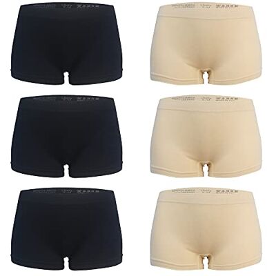 Libella Set van 6 damesslips, lage taille, naadloos, microvezel, 3908, 3 x zwart/3 x huid, L-XL L-XL Libella Set van 6 damesslips, lage taille, naadloos, microvezel, 3908, 3 x zwart/3 x huid, L-XL L-XL