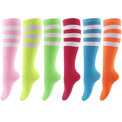 DRESHOW 3 paar hoge sokken voor dames, lange kniekousen, kniekousen, drievoudig gestreept, rekbaar, 6 paar knie High Stripe Set-A01 Taille unique DRESHOW 3 paar hoge sokken voor dames, lange kniekousen, kniekousen, drievoudig gestreept, rekbaar, 6 paar knie High Stripe Set-A01 Taille unique