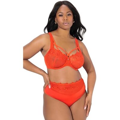 Ulla Popken Truyou Bügel-bh, transparante kant, cup C F beha dames, Rood Oranje, 105 G 105 G Ulla Popken Truyou Bügel-bh, transparante kant, cup C F beha dames, Rood Oranje, 105 G 105 G
