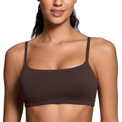 CRZ YOGA Butterluxe verstelbare spaghetti sportbeha gevoerde yoga-beha, Bruin in hete fudge 36 CRZ YOGA Butterluxe verstelbare spaghetti sportbeha gevoerde yoga-beha, Bruin in hete fudge 36