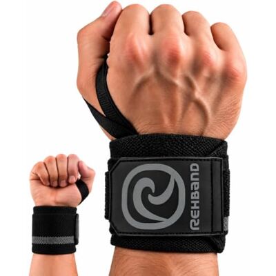 Rehband 1 paar polsbandages voor krachttraining, 45 cm, comfortabele en stabiliserende polssteun, kleur: carbon/zwart, maat: één maat Rehband 1 paar polsbandages voor krachttraining, 45 cm, comfortabele en stabiliserende polssteun, kleur: carbon/zwart, maat: één maat