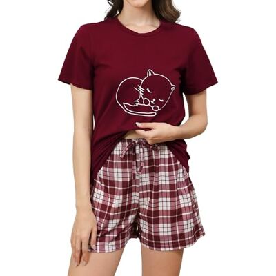 Reliwel Pyjama dames katoen shorts set pyjama dames zomer katoen korte set pyjama dames korte mouwen zomer pyjama voor dames comfortabele nachtkleding dames pyjama's bordeaux XL XL Reliwel Pyjama dames katoen shorts set pyjama dames zomer katoen korte set pyjama dames korte mouwen zomer pyjama voor dames comfortabele nachtkleding dames pyjama's bordeaux XL XL