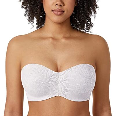 AISILIN Strapless beha voor dames, grote maten, bandeau-beha met beugel, multiway kant, ongevoerd, Wit., 100D 100D AISILIN Strapless beha voor dames, grote maten, bandeau-beha met beugel, multiway kant, ongevoerd, Wit., 100D 100D