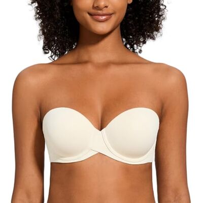 MELENECA Dames push-up met beugels, gevormd, strapless beha 95B MELENECA Dames push-up met beugels, gevormd, strapless beha 95B