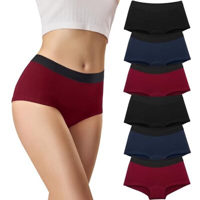 Libella Set van 6 hipsters boxershorts voor dames van katoen met zachte elastische tailleband, 3429, meerkleurig. 3. XL Libella Set van 6 hipsters boxershorts voor dames van katoen met zachte elastische tailleband, 3429, meerkleurig. 3. XL