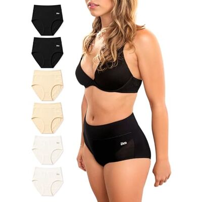 Bea 6 stuks buikcontrole ondergoed met hoge taille voor dames XS Bea 6 stuks buikcontrole ondergoed met hoge taille voor dames XS