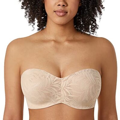 AISILIN Strapless beha van kant voor dames zonder voering, Beige 105D AISILIN Strapless beha van kant voor dames zonder voering, Beige 105D