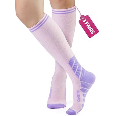 CAMBIVO Compressiekousen voor dames en heren, 3 paar, compressiekousen 20-30 mmHg, hoge sokken voor bloedcirculatie, hardlopen, vliegreizen, sport, hardlopen, verpleegster XXL CAMBIVO Compressiekousen voor dames en heren, 3 paar, compressiekousen 20-30 mmHg, hoge sokken voor bloedcirculatie, hardlopen, vliegreizen, sport, hardlopen, verpleegster XXL