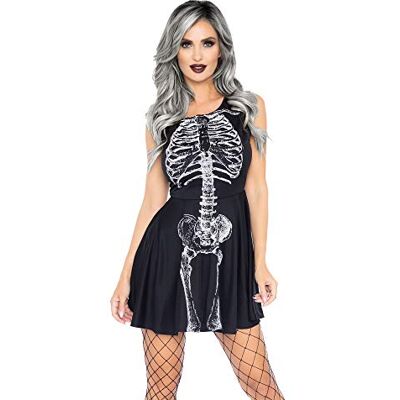 Leg Avenue Wonderland Skeleton Babe volwassenenkostuum, zwart/wit, M (EUR 40-42) dames Leg Avenue Wonderland Skeleton Babe volwassenenkostuum, zwart/wit, M (EUR 40-42) dames