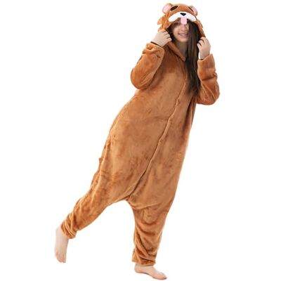 Katara -1744 Pyjama, dierenpak, uniseks, volwassenen, nachtkleding, 1744-a-082, wollig bruin, maat 155 165 cm Katara -1744 Pyjama, dierenpak, uniseks, volwassenen, nachtkleding, 1744-a-082, wollig bruin, maat 155 165 cm