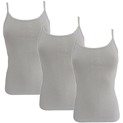 HERMKO 1560 Set van 3 tanktops voor dames, 100% biologisch katoen, grijs., M M HERMKO 1560 Set van 3 tanktops voor dames, 100% biologisch katoen, grijs., M M