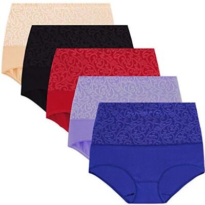 YaShaer Vrouwen Hoge Taille Katoenen Knickers Slips Tummy Control Ondergoed C-Sectie Herstel Zachte Stretch Slipje Onderbroek, 5 Packs-jacquards, XXL XXL YaShaer Vrouwen Hoge Taille Katoenen Knickers Slips Tummy Control Ondergoed C-Sectie Herstel Zachte Stretch Slipje Onderbroek, 5 Packs-jacquards, XXL XXL
