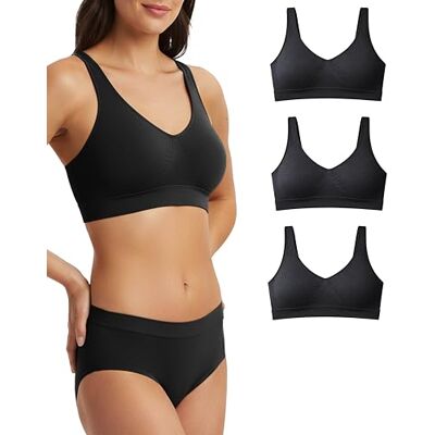 Risalti BH zonder beugel, brede schouders, 3 stuks, damesbeha zonder beugel van microvezel, elastisch en comfortabel, naadloze beha, top lingerie, gemaakt in Italië, Zwart Zwart Zwart, L-XL L-XL Risalti BH zonder beugel, brede schouders, 3 stuks, damesbeha zonder beugel van microvezel, elastisch en comfortabel, naadloze beha, top lingerie, gemaakt in Italië, Zwart Zwart Zwart, L-XL L-XL