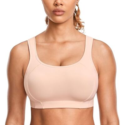 SYROKAN Sportbeha voor dames, multi-ondersteuning, dubbel nieten, Roze marshmallow, 105E 105E SYROKAN Sportbeha voor dames, multi-ondersteuning, dubbel nieten, Roze marshmallow, 105E 105E
