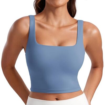CRZ YOGA Butterluxe beha met vierkante hals, Blauw (Bleu Oasis) 40 CRZ YOGA Butterluxe beha met vierkante hals, Blauw (Bleu Oasis) 40