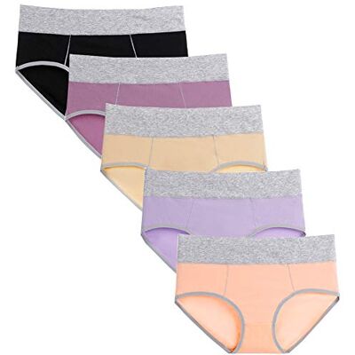 Anntry Set van 5 comfortabel katoenen damesondergoed Hoge taille Buikcontrole Rekbare slip voor dames XXL Anntry Set van 5 comfortabel katoenen damesondergoed Hoge taille Buikcontrole Rekbare slip voor dames XXL