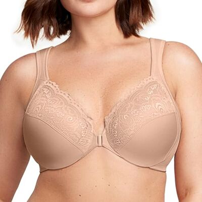 Glamorise Wonderwire Voorsluiting Beugel #1245 Damesbeha (1 stuk), Vlees, 95B 95B Glamorise Wonderwire Voorsluiting Beugel #1245 Damesbeha (1 stuk), Vlees, 95B 95B