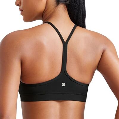 CRZ YOGA lage impact gewatteerde sportbeha voor dames, Y racer rug, spaghettibandjes, yoga, beha, tops, zwart., S S CRZ YOGA lage impact gewatteerde sportbeha voor dames, Y racer rug, spaghettibandjes, yoga, beha, tops, zwart., S S