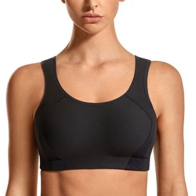 SYROKAN Sportbeha voor dames, multi-ondersteuning, dubbele klemmen, zwart., 90B 90B SYROKAN Sportbeha voor dames, multi-ondersteuning, dubbele klemmen, zwart., 90B 90B