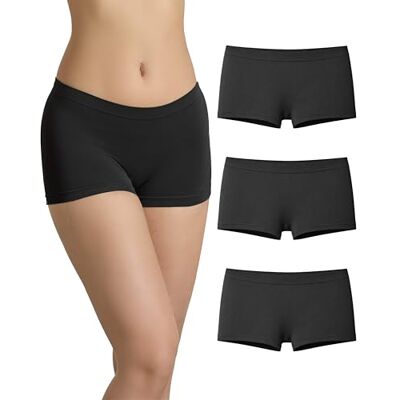 Risalti Naadloze damesshorts, 3 stuks, onzichtbare microvezel, naadloze slip zonder etiketten, zachte en ademende onderbroek, gemaakt in Italië, Zwart-Zwart-Zwart, S-M S-M Risalti Naadloze damesshorts, 3 stuks, onzichtbare microvezel, naadloze slip zonder etiketten, zachte en ademende onderbroek, gemaakt in Italië, Zwart-Zwart-Zwart, S-M S-M