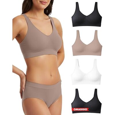 Risalti BH zonder beugel, brede schouders, 3 stuks, damesbeha zonder beugel van microvezel, elastisch en comfortabel, naadloze beha, top lingerie, gemaakt in Italië 3XL Risalti BH zonder beugel, brede schouders, 3 stuks, damesbeha zonder beugel van microvezel, elastisch en comfortabel, naadloze beha, top lingerie, gemaakt in Italië 3XL