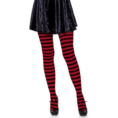 Leg Avenue Nylon stripe tights, Eén maat (zwart rood) Leg Avenue Nylon stripe tights, Eén maat (zwart rood)