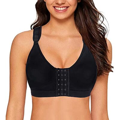 YIANNA Postoperatieve sportbeha voor dames, zonder beugel, sluiting aan de voorkant, racerback, comfortabele bustier na borstoperatie, Schwarz. M YIANNA Postoperatieve sportbeha voor dames, zonder beugel, sluiting aan de voorkant, racerback, comfortabele bustier na borstoperatie, Schwarz. M