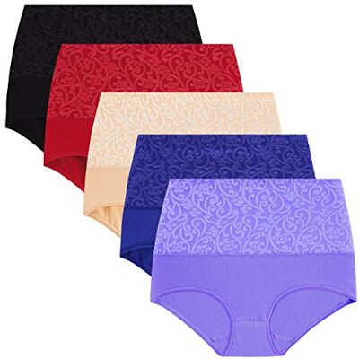 YaShaer Vrouwen Hoge Taille Katoenen Knickers Slips Tummy Control Ondergoed C-Sectie Herstel Zachte Stretch Slipje Onderbroek, 5 Packs-jacquards, M M YaShaer Vrouwen Hoge Taille Katoenen Knickers Slips Tummy Control Ondergoed C-Sectie Herstel Zachte Stretch Slipje Onderbroek, 5 Packs-jacquards, M M
