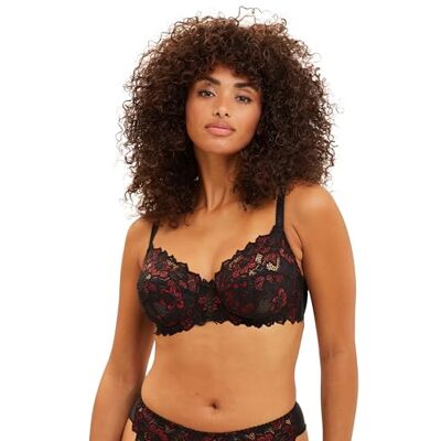SANS COMPLEXE BH met beugels van kant glitter arum dames zwart en rood glitter 95C, zwart en rood met pailletten, 95C 95C SANS COMPLEXE BH met beugels van kant glitter arum dames zwart en rood glitter 95C, zwart en rood met pailletten, 95C 95C