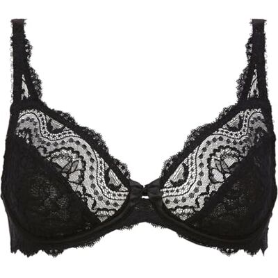 Playtex Met beugels, Flower Elegance, van kant, perfecte ondersteuning, 1 x damesbeha, zwart. 110D Playtex Met beugels, Flower Elegance, van kant, perfecte ondersteuning, 1 x damesbeha, zwart. 110D