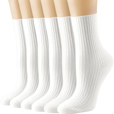DRESHOW 6 paar damessokken met ruches van katoen, gebreid, casual enkelsokken, sla, gebreid, ademend, 6 paar, 6 paar Crew Socks Set 55-02 Taille unique DRESHOW 6 paar damessokken met ruches van katoen, gebreid, casual enkelsokken, sla, gebreid, ademend, 6 paar, 6 paar Crew Socks Set 55-02 Taille unique