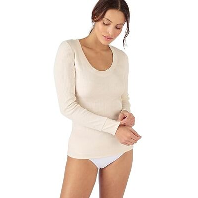 Damart Lange T-shirt met ronde hals, thermolactyl fleece ribben, intense warmte 4 T-shirt voor dames 40 Damart Lange T-shirt met ronde hals, thermolactyl fleece ribben, intense warmte 4 T-shirt voor dames 40