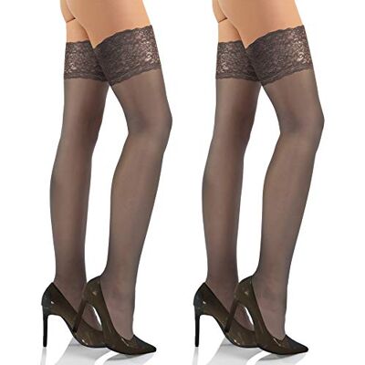 sesto senso Zelffixerende kousen kant met siliconen 15 DEN, verpakking van 1 of 2 sexy panty's, damesondergoed, 2 stuks Avana, M-L M-L sesto senso Zelffixerende kousen kant met siliconen 15 DEN, verpakking van 1 of 2 sexy panty's, damesondergoed, 2 stuks Avana, M-L M-L