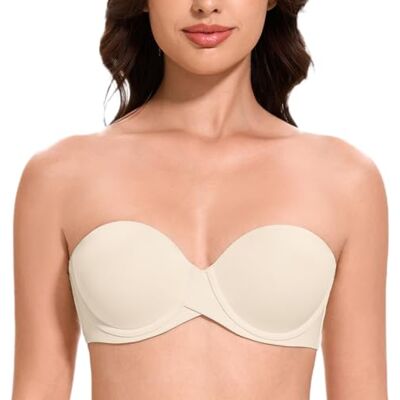 MELENECA Dames push-up met beugels, gevormd, strapless beha 85B MELENECA Dames push-up met beugels, gevormd, strapless beha 85B