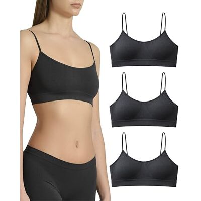 Risalti Beha zonder beugel, smalle schouders, 3 stuks, beha zonder beugel van microvezel, elastisch en comfortabel, naadloze beha, top lingerie Made in Italy, Zwart Zwart Zwart, XXL XXL Risalti Beha zonder beugel, smalle schouders, 3 stuks, beha zonder beugel van microvezel, elastisch en comfortabel, naadloze beha, top lingerie Made in Italy, Zwart Zwart Zwart, XXL XXL